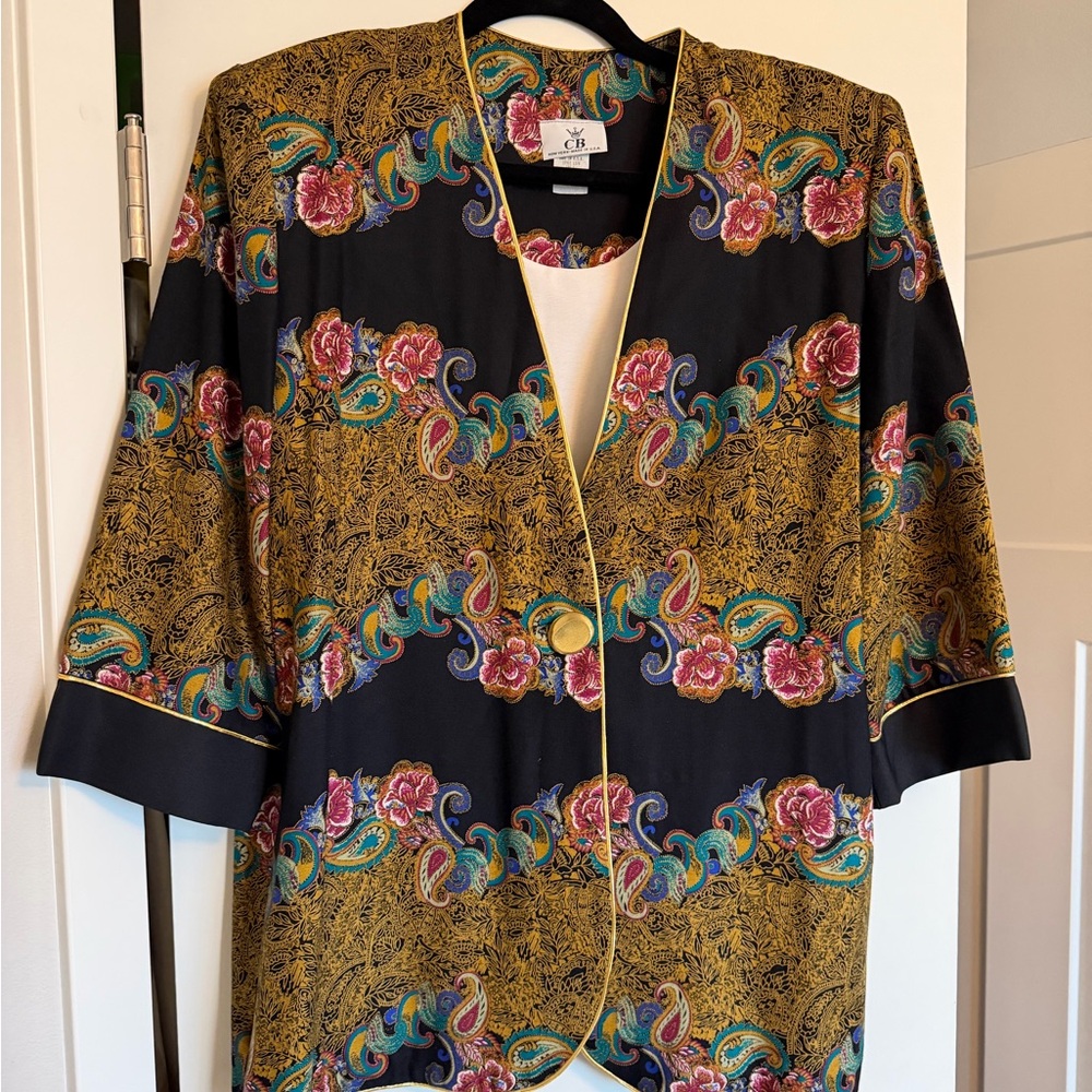 CB New York Vintage Paisley Floral Button Jacket 16